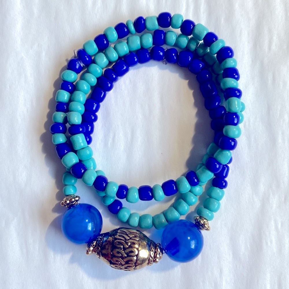 Blue Beaded wrap bracelet 3X